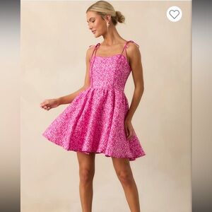 Like-new ruched-top pink dress